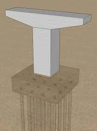 3D model of a bridge pier with pile cap foundation – bridge pier and pile design