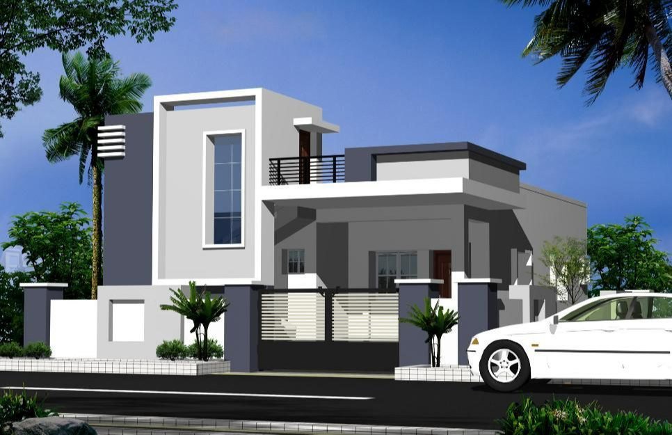 3D elevation of an independent house with car – independent house construction in Bhopal
