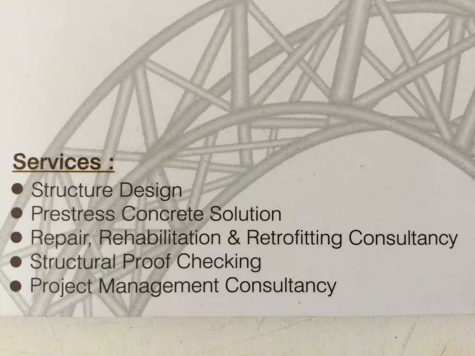 Bridge engineering services list: structural design, prestressed concrete, rehabilitation and proof checking